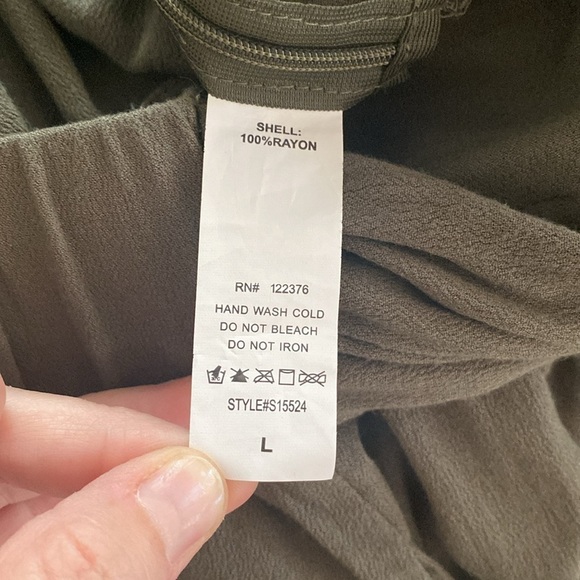 Marlowe Sirena palazzo tie waist pants women’s large army green EUC flowy - Picture 8 of 8